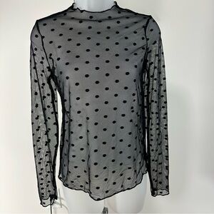 Black Polka Dot Sheer Women's Top